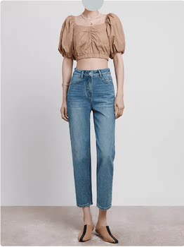 Haute Couture Series | 2024 Spring New High-Waisted Straight-Leg Jeans for Women, Loose Fit, Slimming, Cropped Cigarette Baguette Pants