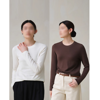 Double-Sided Knitted Air T-Shirt, Autumn Basic Soft Versatile Long-Sleeve Base Layer Top for Women