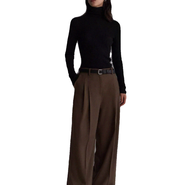 Australian Pure Wool Slim-Fit High-Neck Base Knit Sweater Pink Top for Women Autumn and Winter