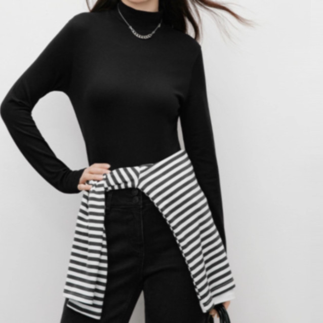 White Base T-Shirt 2025 Winter New Women's Fashion [Ageless] Basic Inner Wear Half-Turtleneck Top