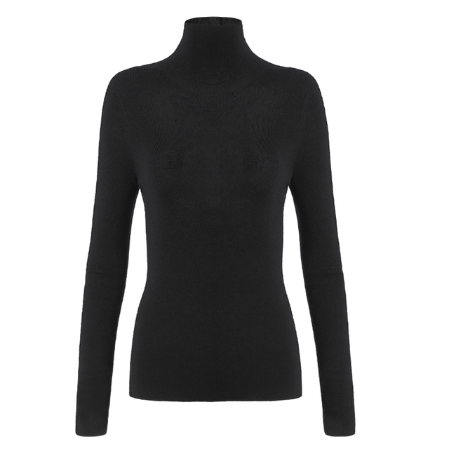 Seamless one-piece 120SBiella four-level encrypted 18-needle ultra-fine wool turtleneck knitted bottoming shirt