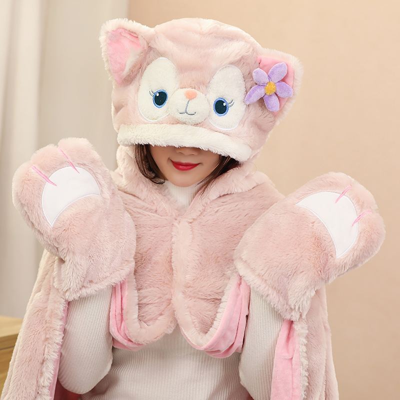 Cute Cartoon Fox Small Blanket Lamb Flannel Cloak Afternoon Nap Blanket Student Cover Blanket With Hood Cape Child Cloak Cape-Taobao