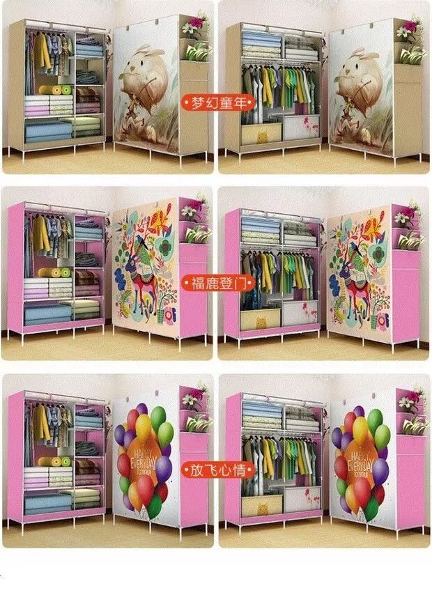 Tích hợp phiên bản tiếng Hàn của tủ quần áo hoa hậu kết hợp phong cách nữ sinh phân loại phòng ngủ học sinh tiểu học một cửa đa năng tủ giầy thông minh