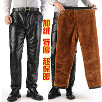 Winter plus suede Thickened Mens Dress Warranty Locomotive Leather Pants Mens Body Minor Feet Black Korean Version Tide Man Leather Pants