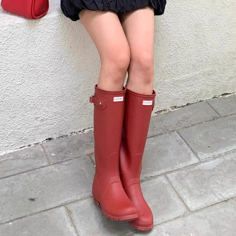 Cowhide Version ~ Yi Mengling's Same Style Red Thick-Soled Riding Boots for Women, 2026 Autumn New Outdoor Long Rain Boots Cowhide Version ~ Yi Mengling's Same Style Red Thick-Soled Riding Boots for Women, 2026 Autumn New Outdoor Long Rain Boots