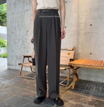 JUICESTUDIO autumn and winter long suit pants womens vertical sense straight tube mopping pants high waist trousers wide leg pants