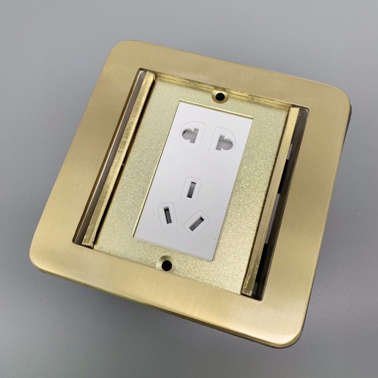 Meilanzhilan ground socket invisible all-copper ground socket golden five-hole double door dustproof and pressure-resistant waterproof ground socket