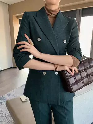 Advanced sense suit suit suit women spring and autumn 2021 British style big brand high-end Korean fashion temperament plaid suit