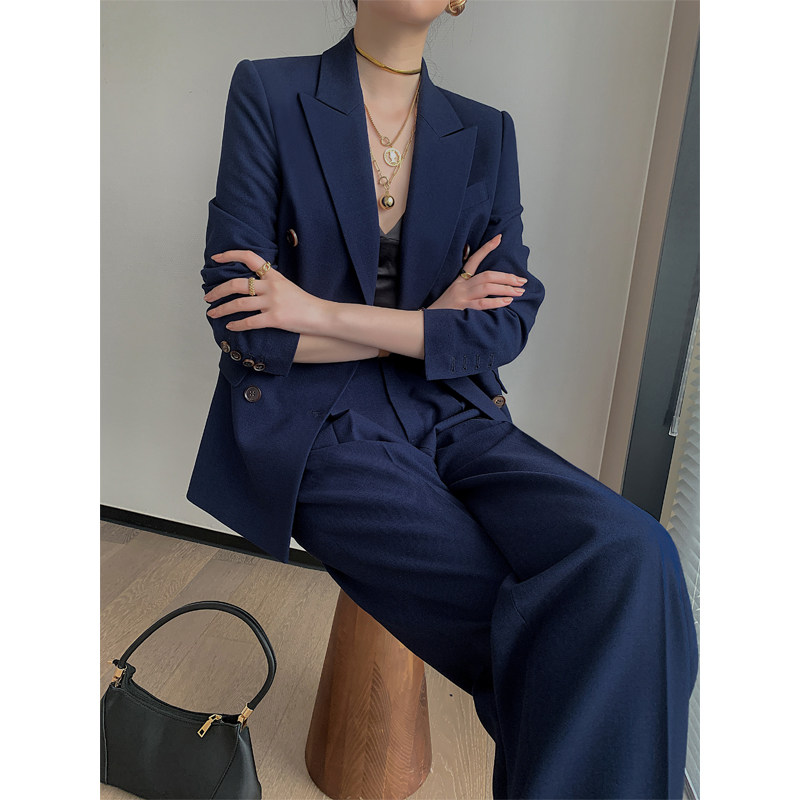 High-end suit suit women's spring and autumn new British style Korean style fashion temperament leisure professional navy blue suit
