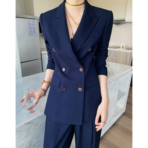 Wide leg pants suit suit women 2021 autumn Korean fashion temperament English style casual fried street professional small suit
