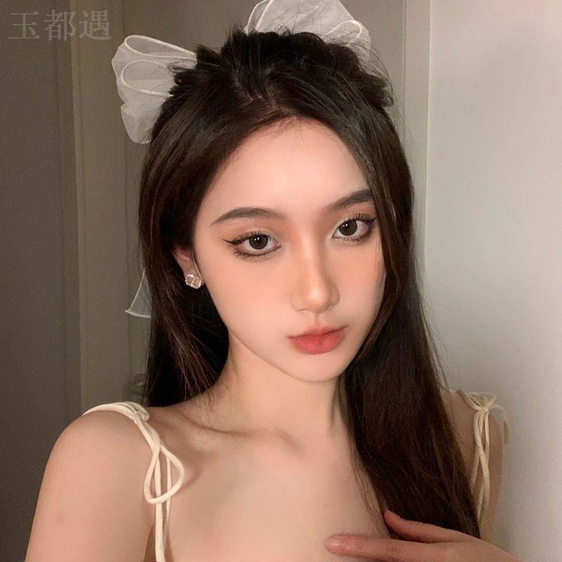 Fairy-Style Mesh Big Bow Hair Accessory Hairpin Ribbon White Super Fairy Princess Back of the Head Top Clip Spring Clip Forest Style