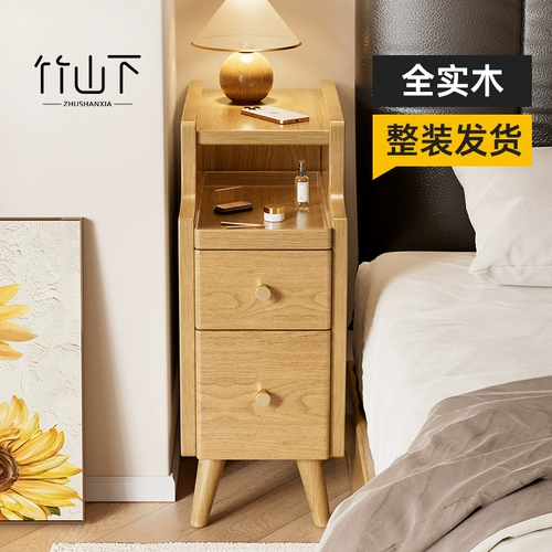 Прикроватная тумбочка из цельного дерева для дома, спальни, 20 см, узкий боковой шкаф, маленький, очень узкий, бревенчатый, для маленькой квартиры, простой прикроватный шкаф для хранения вещей