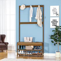 Coat rack floor-to-floor bedroom household shoes stool shoe rack integrated multifunctional entrance simple small hanger