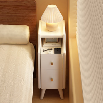 Extremely narrow bedside table small solid wood simple modern household bedroom clip rack side cabinet children's storage cabinet