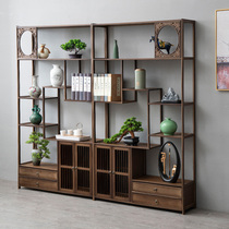 Bozhu frame solid wood new Chinese tea display cabinet living room modern simple ornaments decoration Duobao Pavilion rack