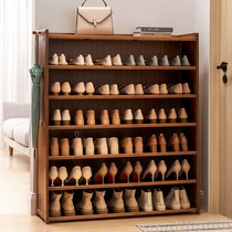 Shoe rack simple multi-layer household door economical storage shoe cabinet space large capacity breathable solid wood porch cabinet