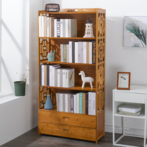 Bookcase shelf Simple floor-to-ceiling living room solid wood childrens household storage rack Economical student multi-function bookshelf