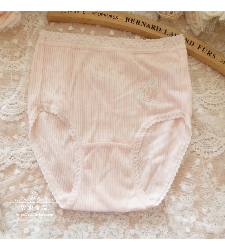 K16 xuất khẩu Nhật Bản đặt hàng Bà mẹ cao eo cotton thêu liền khối đồ lót màu M / L / LL / 3L / 4L quần lót cạp cao