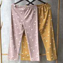 Cotton pregnant womens pajama pants waist adjustable pregnancy Spring and Autumn Winter cotton wide legs thick home pants month