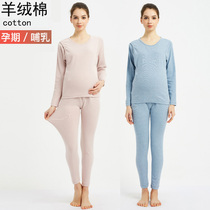 Lady cotton cotton cotton pregnant women autumn clothes and trousers set moon clothes warm feeding nursing pajamas Spring and Autumn Winter