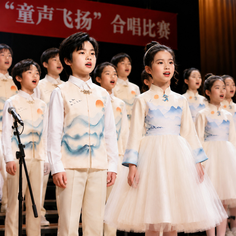 Children's Chorus Costumes, Performance Costumes, Chinese-Style Formal Wear for Primary and Secondary School Students, Boys and Girls Speech Contest Poetry Recitation Performance Costumes Children's Chorus Costumes, Performance Costumes, Chinese-Style Formal Wear for Primary and Secondary School Students, Boys and Girls Speech Contest Poetry Recitation Performance Costumes
