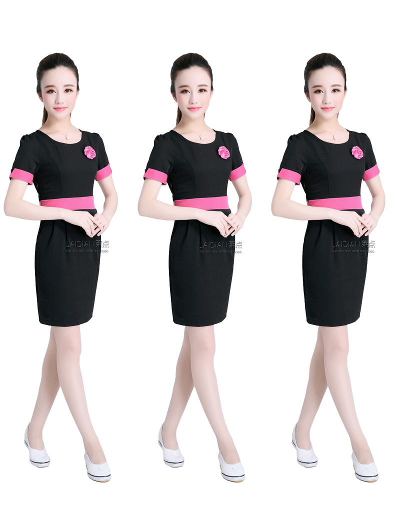 美容师工作服女秋冬美容院工作服职业装连衣裙