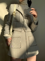 MXUs work of the year Japanese premium blended Xiaoxiang set Autumn and winter French socialite retro Houndstooth two-piece set