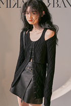 MXU retro time spring new small crowdsourced slim latch design sense two sets 100 lap twist sweaters women