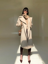 MXU architectural aesthetics tailoring French Hepburn style double-sided wool coat medium-length thick coat womens winter