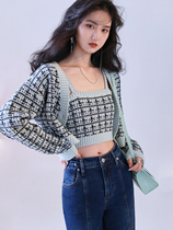 MXU retro name Yuanyuan 2022 Early spring new Heavy work jacquard knit small fragrant wool cardio-shirt vest Two sets