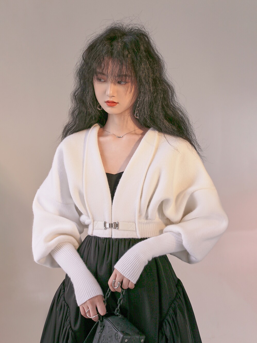 MXU warm and stylish autumn new imitation cashmere soft waxy texture sweet design sweater coat cardigan women