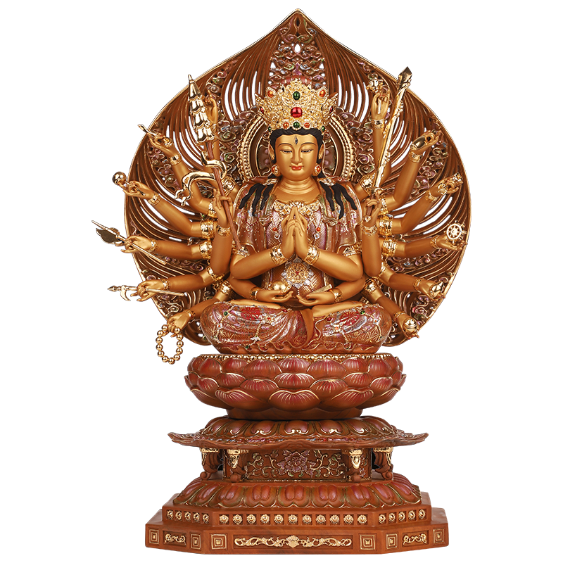 三漫陀木雕十八手准提菩萨佛像摆件准提佛母七俱胝佛母准胝观音像