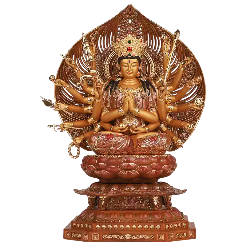 三漫陀木雕十八手准提菩萨佛像摆件准提佛母