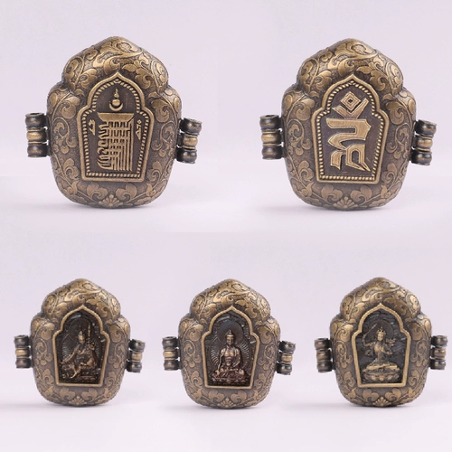 Медный маленький буддийский буддийский натал карака для коробки подвеска Шакьямуни Будда Лотос