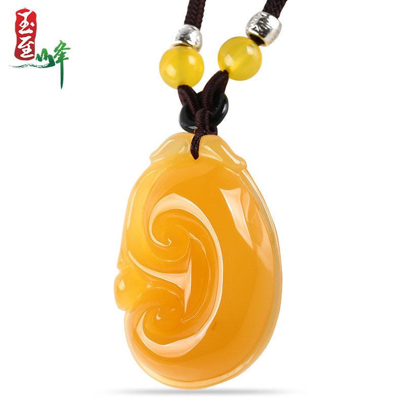 Jade Zhifeng Yunnan Huanglong Jade ice seed chanterelle Yellow Ruyi pendant Men's and women's money chain Ganoderma lucidum pendant jade pendant with certificate