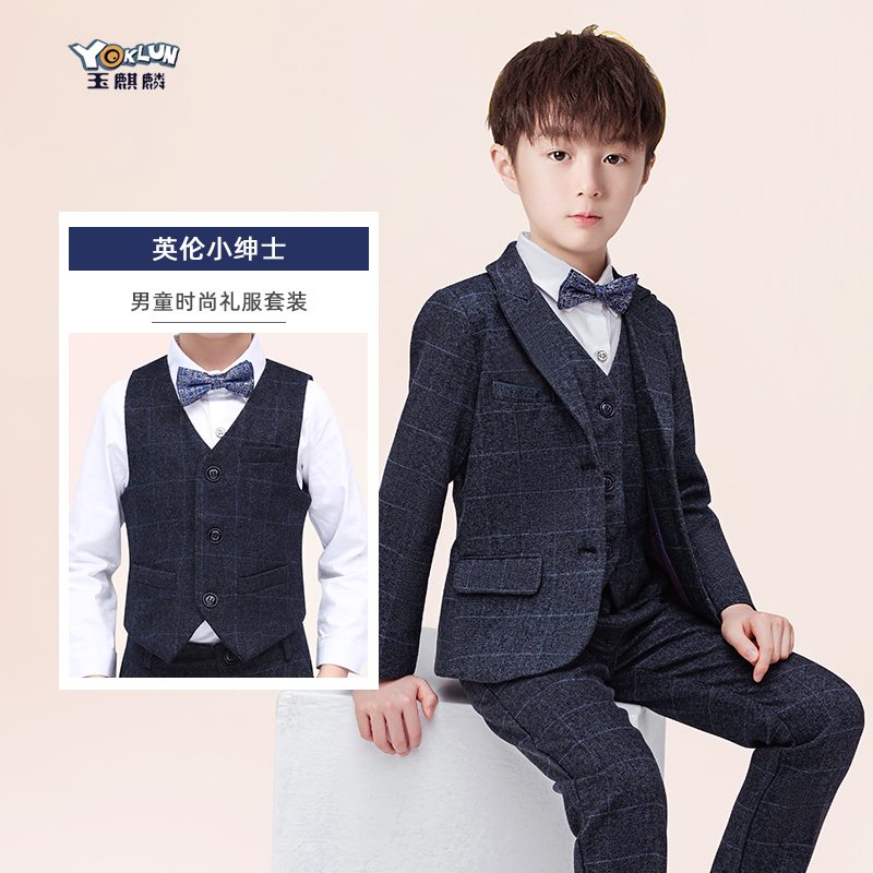 Boy suit suit spring and autumn handsome child flower girl wedding dress spring little boy children's suit British style
