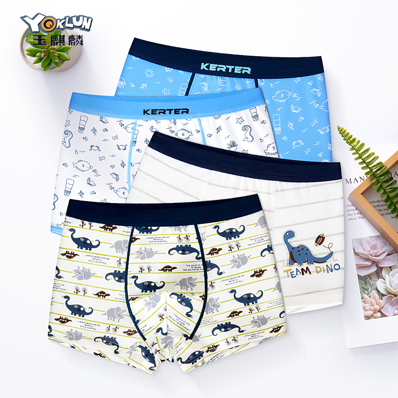 Boys' underwear boxer cotton shorts 10 big children's safety pants 13 children 12-15 years old boy shorts boxer pants