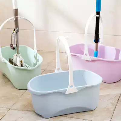Plastic rectangular mop bucket thickened large water bucket Household water storage plastic bucket Portable flat mop bucket Car wash bucket
