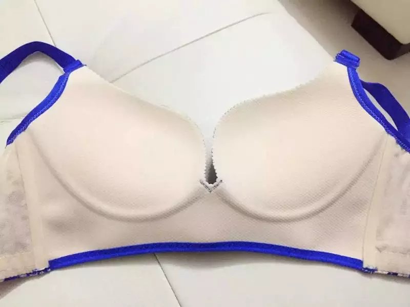 Đồ lót thêu màu xanh và trắng mới, đồ lót nữ gợi cảm thu thập áo ngực liền mạch thoải mái mà không cần áo ngực dày nội y cao cấp