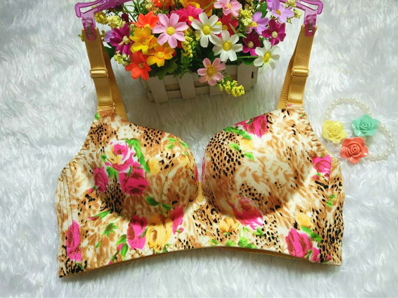 Mới chải áo ngực không vành bra liền mạch in hoa hồng bóng tập hợp điều chỉnh đồ lót áo ngực áo bra đẹp