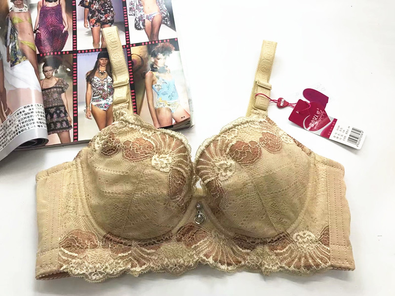 Ren thoải mái và thoáng khí áo ngực cup lớn Không có vòng thép tập hợp điều chỉnh loại nhận sữa mỏng cup đồ lót quần xì