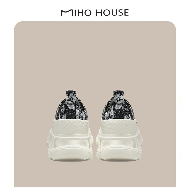 ULOVAZN Japanese old shoes new print graffiti all-match light luxury small white shoes thick-soled canvas shoes ins tide