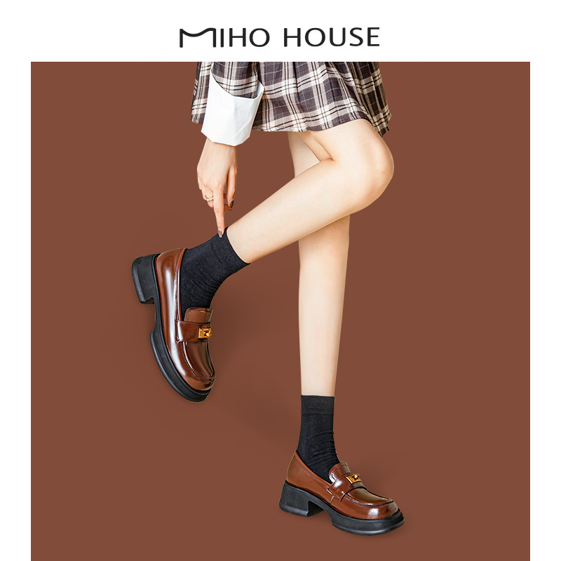 Ulovazn Japan ~ 2023 summer new brown British wind retro - mouth coarse and deep - mouth shoes woman