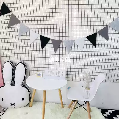 Macaron color non-woven pennant ins net red birthday party party pull flower string flag girl heart decoration