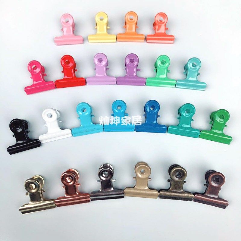 ins cute candy color girl round tail metal clip office containing bill student paper material folder sub