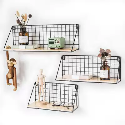 Dormitory wall partition shelf female student dormitory decoration storage Artifact Room living room iron grid wood partition