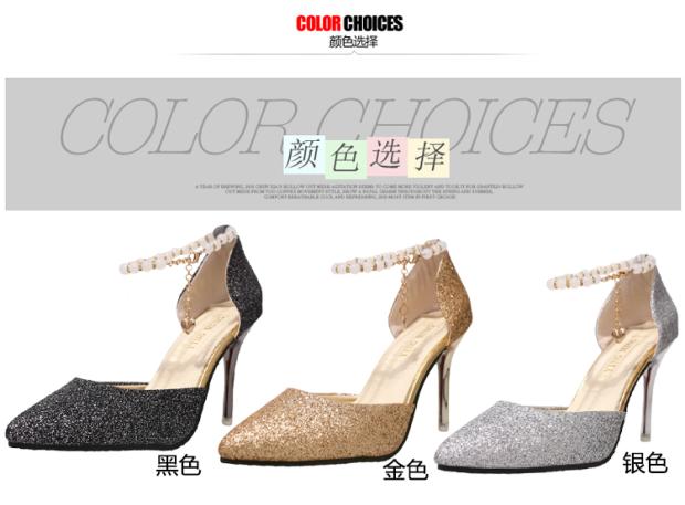 Xuân hè 2018 mới bạc mũi nhọn đế xuồng cao gót nữ với một từ khóa gợi cảm dép nữ Baotou dép sandal nữ
