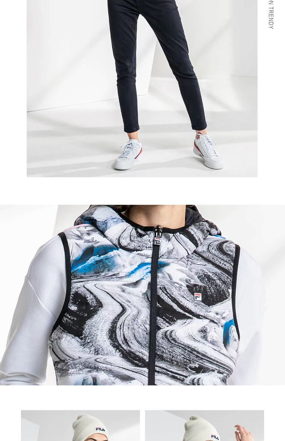 PHIM Fila nữ xuống vest 2018 mùa đông mới thể thao giản dị nhẹ ấm áo trùm đầu thể thao vest nữ quần thun thể thao nam