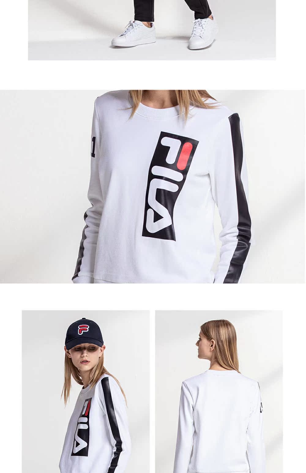 Áo len nữ Fila Fila 2018 mùa thu mới dệt kim áo thun in offset rỗng F LOGO áo len thể thao nữ áo thu đông đẹp