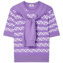 FILA Emerald womens tops 2024 autumn new fashion casual shawl short-sleeved knitted shirt